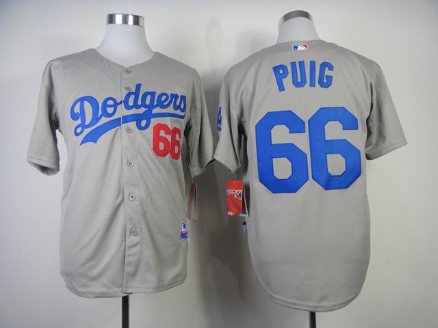 Men Los Angeles Dodgers 66 Puig Grey MLB Jerseys
